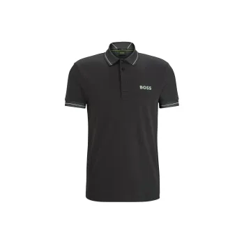 HUGO BOSS Interlock Cotton Slim Fit Polo Shirt With Mesh Logo Polo Shirt Men's Dark Gray