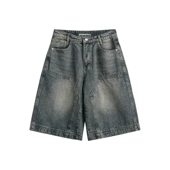 PAINT STAIN Denim Shorts Unisex Blue Single Item