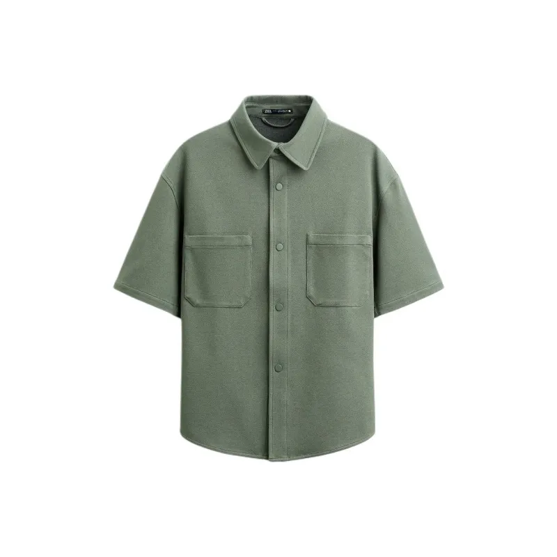 ZARA Shirts Men Olive Green-0