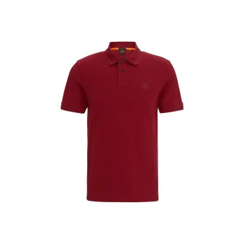 HUGO BOSS Stretch Cotton Slim Fit Polo Shirt With Logo Patch Polo Shirt Men's Red