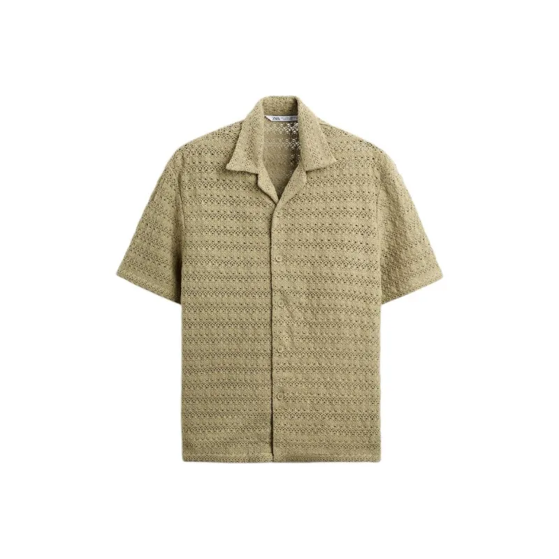 ZARA Shirts Men Light Khaki-0