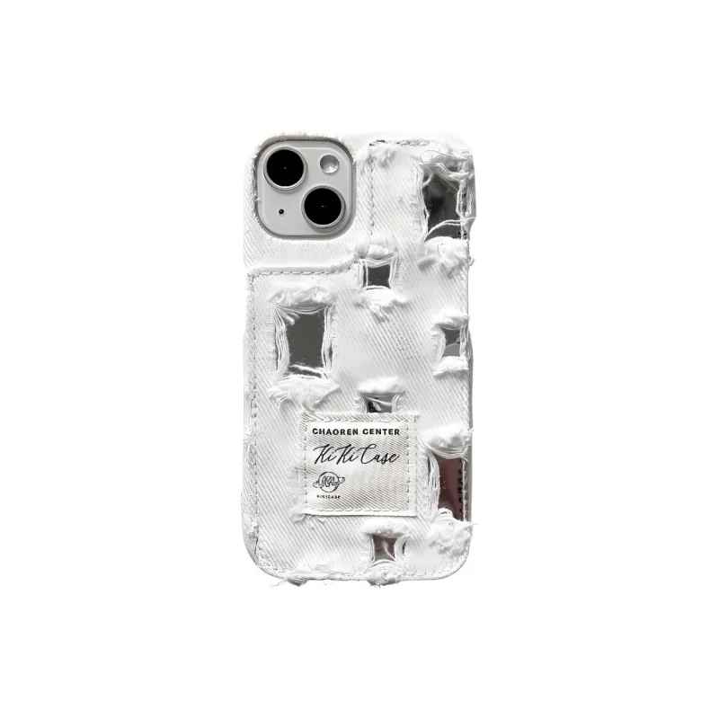 Wei Xin Matte Material Ripped Mirror Finish Denim Phone Cases Compatible With IPhone 16/15 Pro Max/Apple 13/14 Pro/Max-1