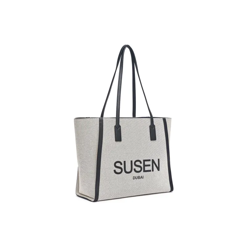 SUSEN Canvas Bag Handheld Shoulder Bag Women's Gray-0
