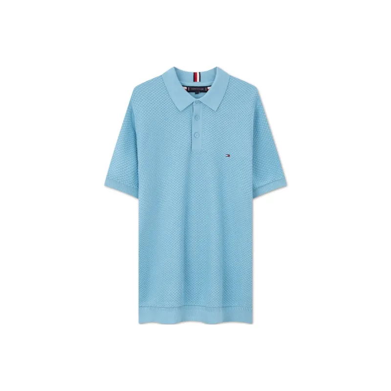 Tommy Hilfiger Logo embroidered Honeycomb Knit Polo Shirt-2