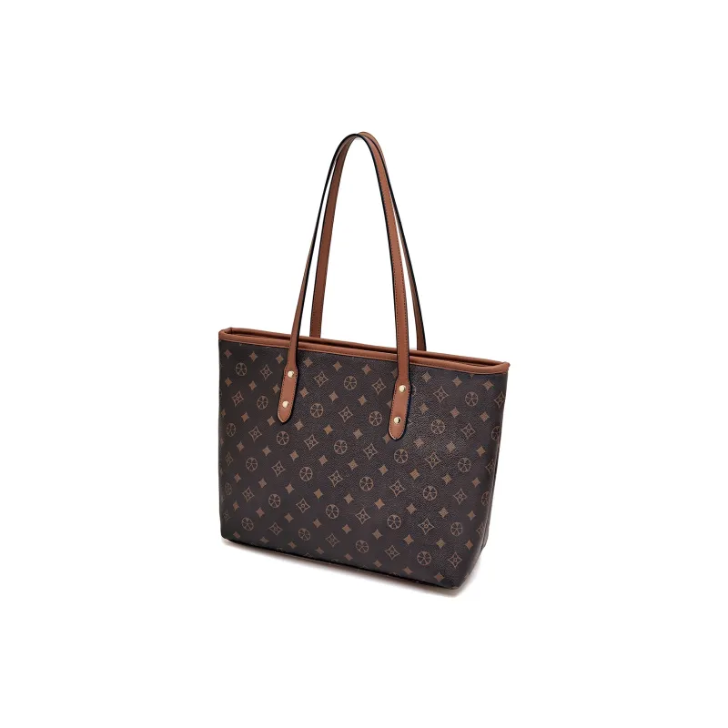 Old Man's Head Synthetic Leather Tote Bag Shoulder Bag Women's Coffee/Ecru-9