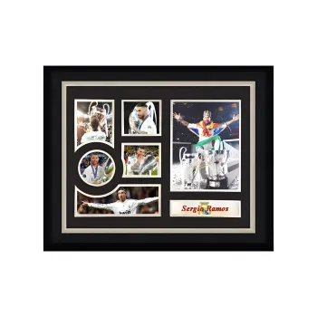 Three For 16-17 Real Madrid Team Ramos Signed Photo Piece Included SA Certificate Champions Trophy