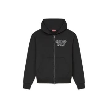 KENZO Logo Embellished Zip Up Hoodie