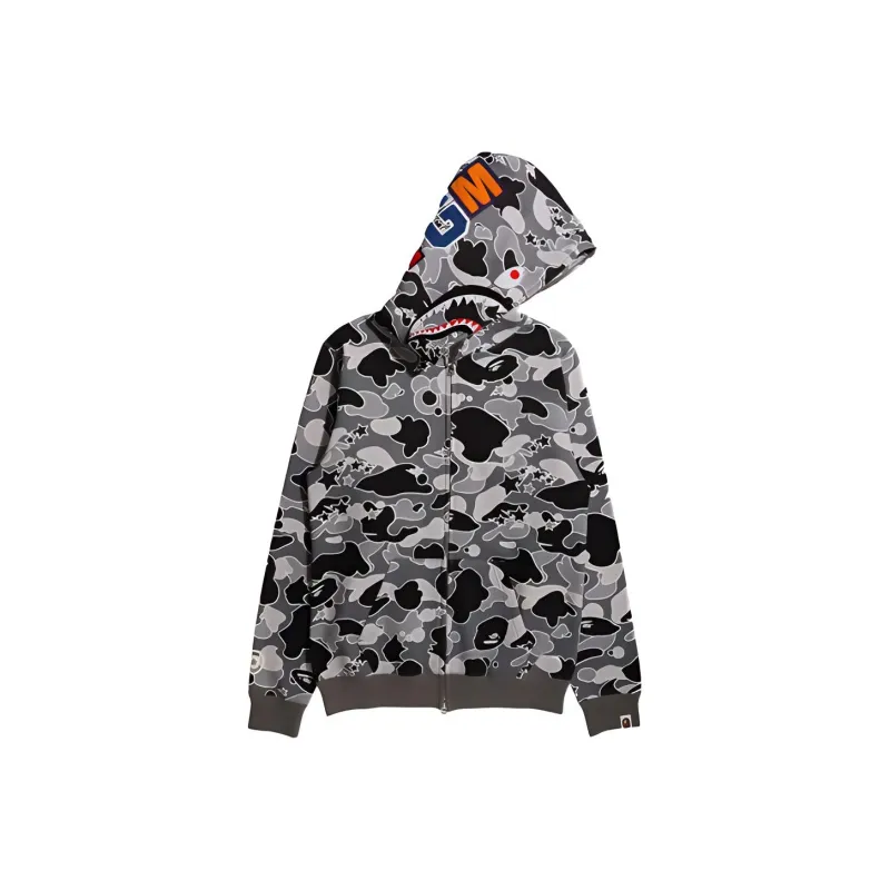 A BATHING APE Women's Sta Camo Shark Full Zip Hoodie Pink-1