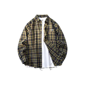 FASTFISH Shirt Unisex Yellow Small Plaid