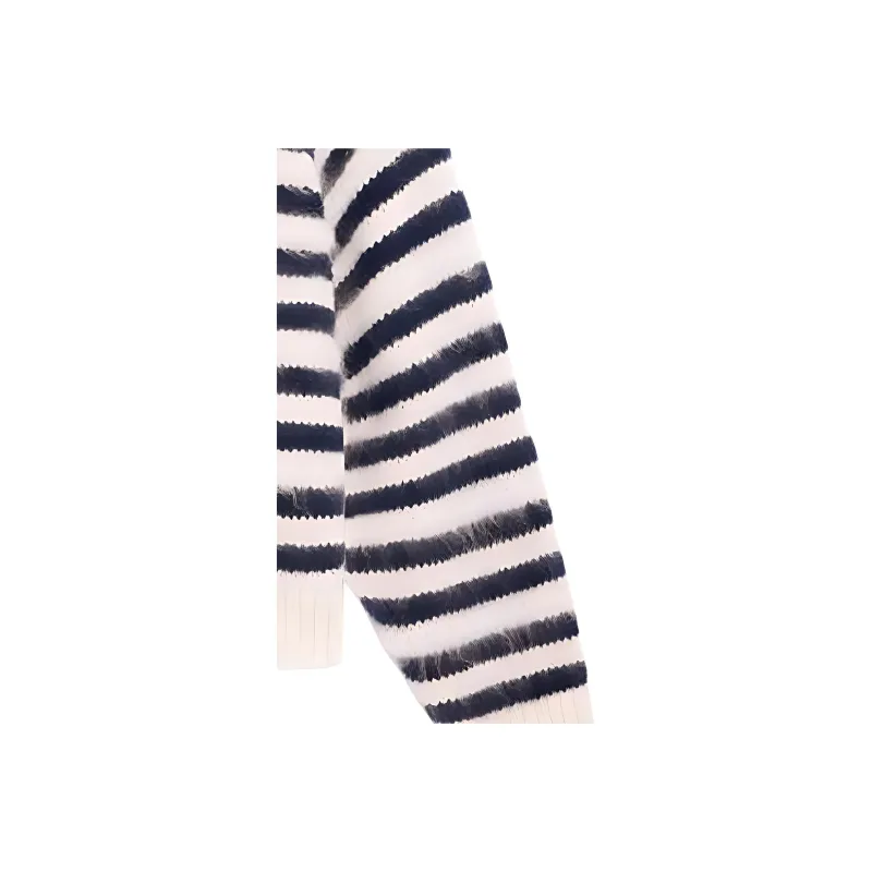 CELINE Women's Zip Up Crop Top In Athletic Knit Grey/Off White-5