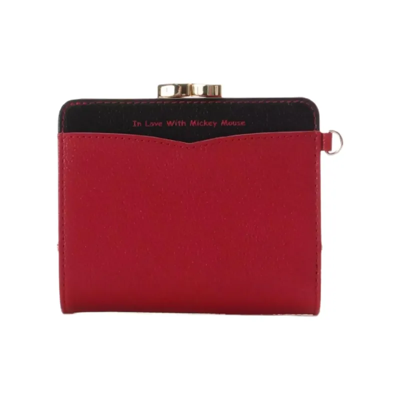 Disney Cow Leather Wallet Women's Red-2