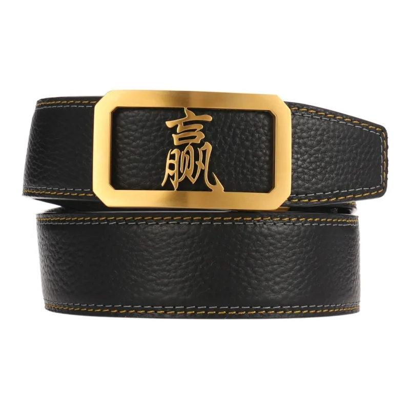 JONNY MOORE Top Grain Cow Leather Belts Men's 3.5cm-4