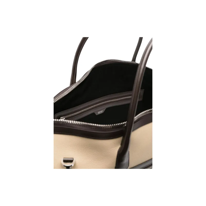 TF Cow Leather Travel Bag Men's Sandy Beige-2