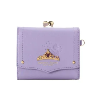 Disney Cow Leather Wallet Women's Purple