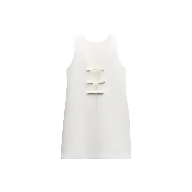 ZARA Sleeveless Dress Women's White-1