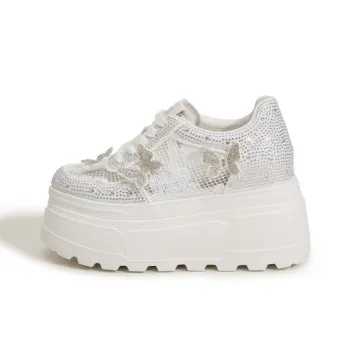 Milan Love Song Height Increasing Lightweight Breathable Low Top Casual Shoes Women's White