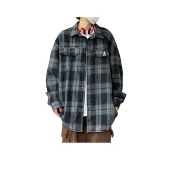 RAP PANDA Jackets Coats Unisex Coffee Plaid