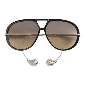 Bottega Veneta Recycled Acetate Ester Aviator Sunglasses Men's Black