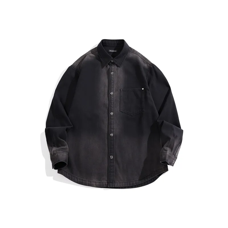 PEACEBIRD MEN Shirt Men's Denim Dark Gray-0