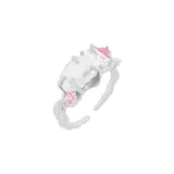 Light Luxury Vibrant Pink Spring Pearl Ring (Silver)