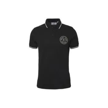 VERSACE JEANS COUTURE Men's Casual Slim Fit Polo Shirt Black