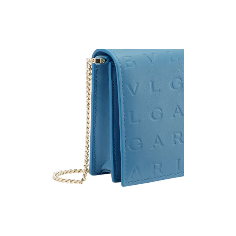 BVLGARI Bvlgari Logo Calfskin Wallets Shoulder Bag Crossbody Bag Women's Sapphire Blue-4
