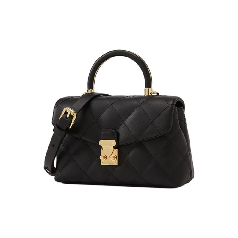 ELLE Split Cow Leather Shoulder Bag, Crossbody Bag, Handbag Women's Black/Pink/White-1