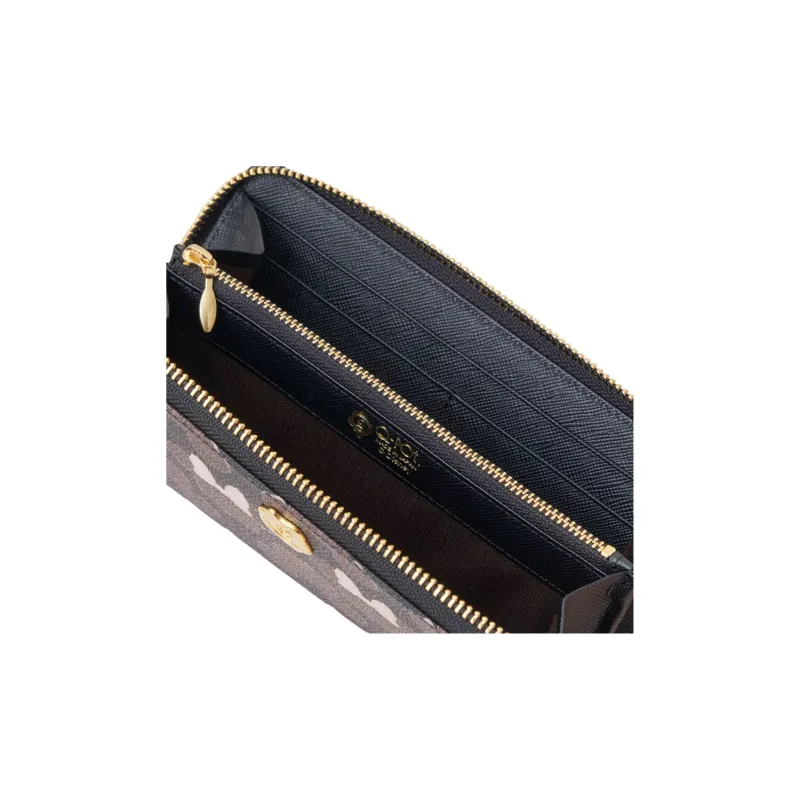 Disney Cotton With PVC With Cow Leather Wallet Unisex Black-3