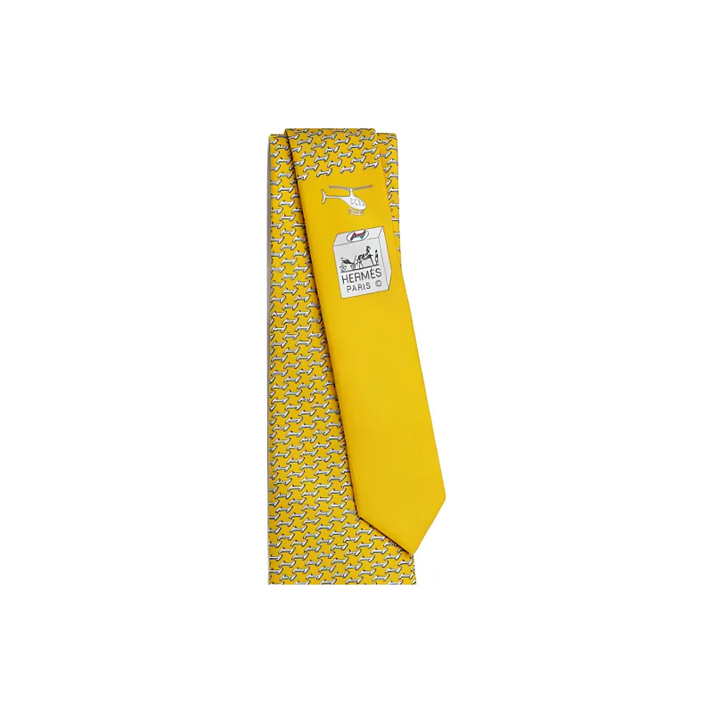 HERMES Mulberry Silk Ties Men's Yellow-1