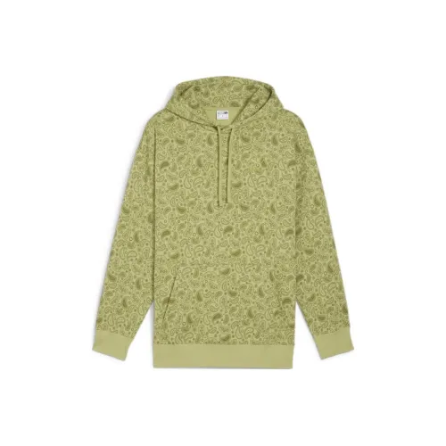 PUMA CLASSICS PAISLEYLUXE AOP Hoodie Fleece Sweatshirt Men's Green