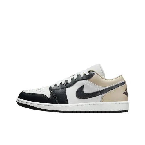 Jordan Air Jordan 1 Anti Slip Wear Resistant Low Top Vintage Basketball Shoes Men's White Black