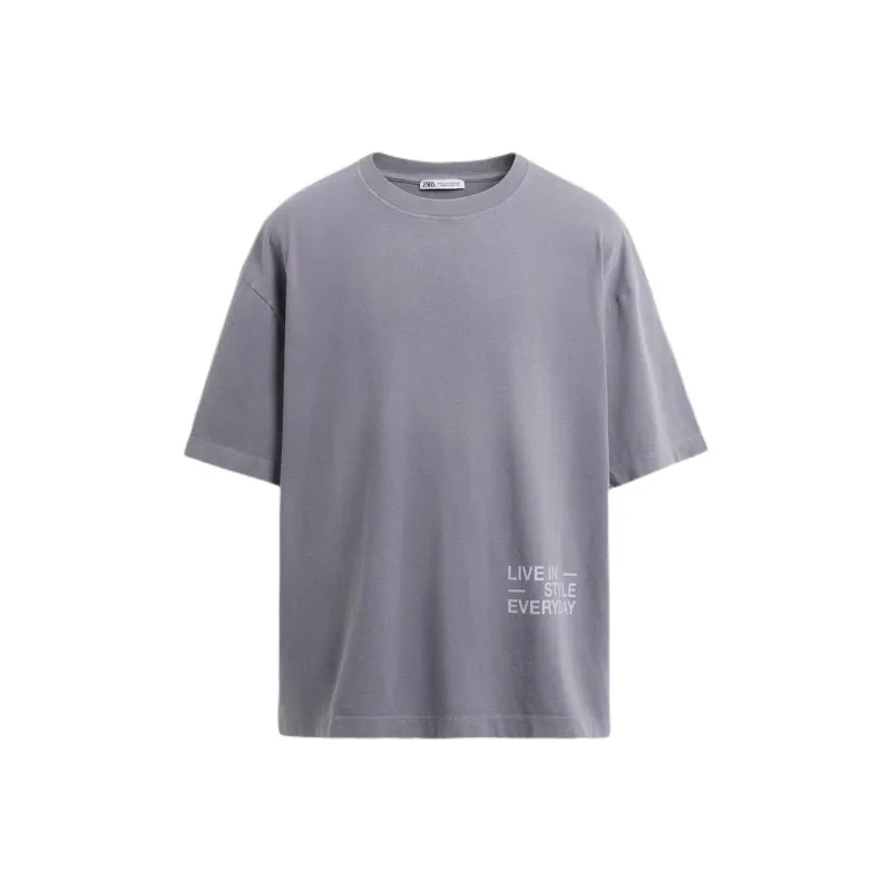 ZARA T Shirts Men Dark Purple-0