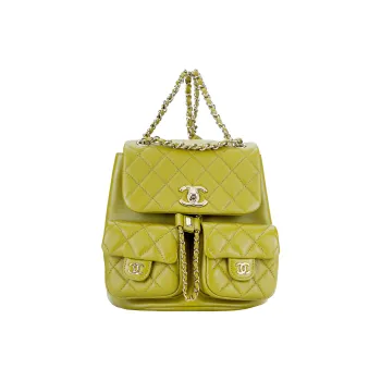 CHANEL Duma Calfskin Backpack Medium Size Women's Olive Green