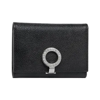 BVLGARI Grain Calfskin Key Pouch Women's Black