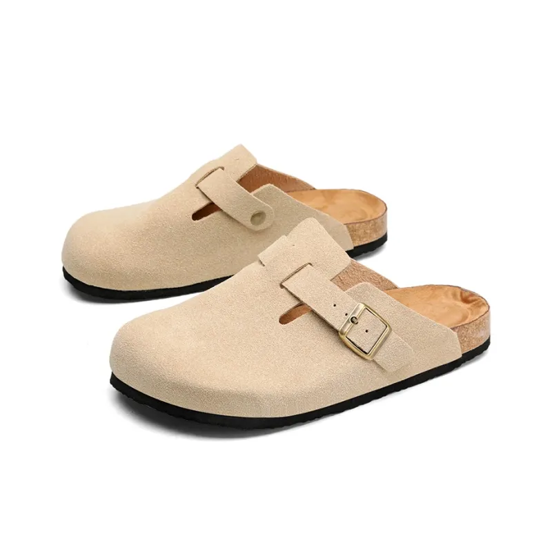 Magelly Cork Sole Slip Resistant Abrasion Resistant Quiet Wrap toe Slippers Unisex-31