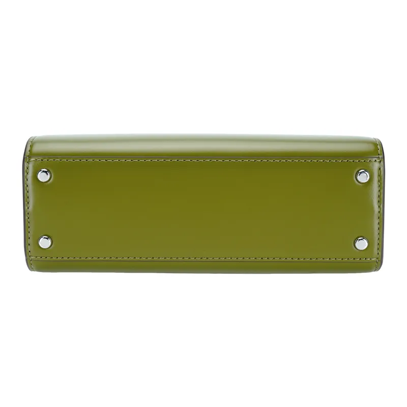 TORY BURCH Suede Patchwork Calfskin Briefcase Handbag Shoulder Bag Crossbody Bag Mini Unisex Matcha Green-3