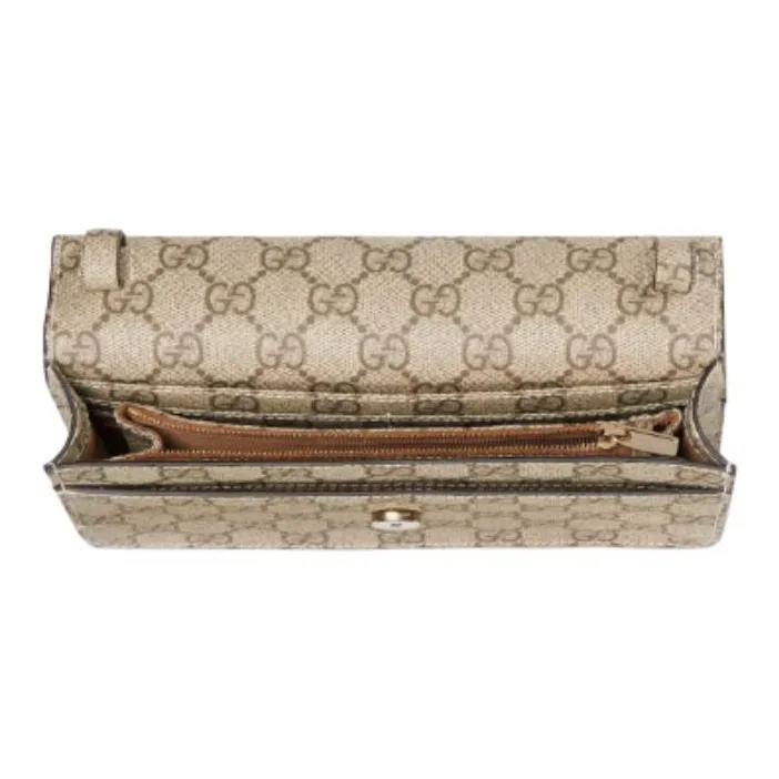 GUCCI GG Emblem Leather Shoulder Bag, Wallet Women's Brown-4