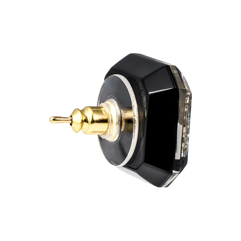 CHANEL Resin Stud Earrings Women's Black-2