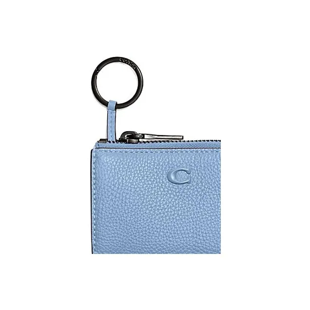 COACH Card Case Cow Leather Key Pouch Mini Women's Blue-3