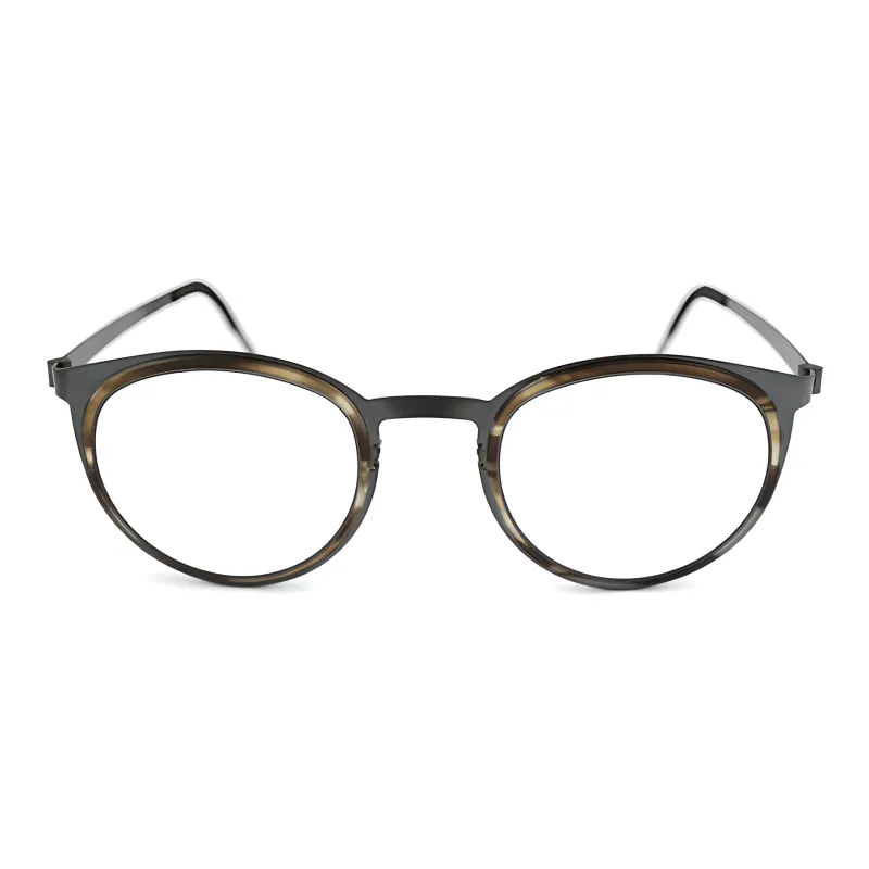 LINDBERG Titanium Round Eyeglass Frames Unisex Black-1