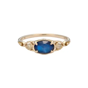 Agete K5 Labradorite Amethyst Gold Rings Women's Gold