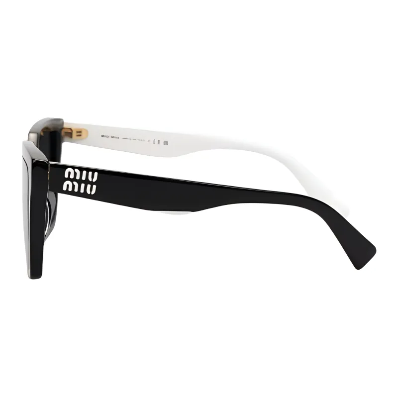 MIU MIU Composite Fiber Irregular Shape Sunglasses Unisex Black-3