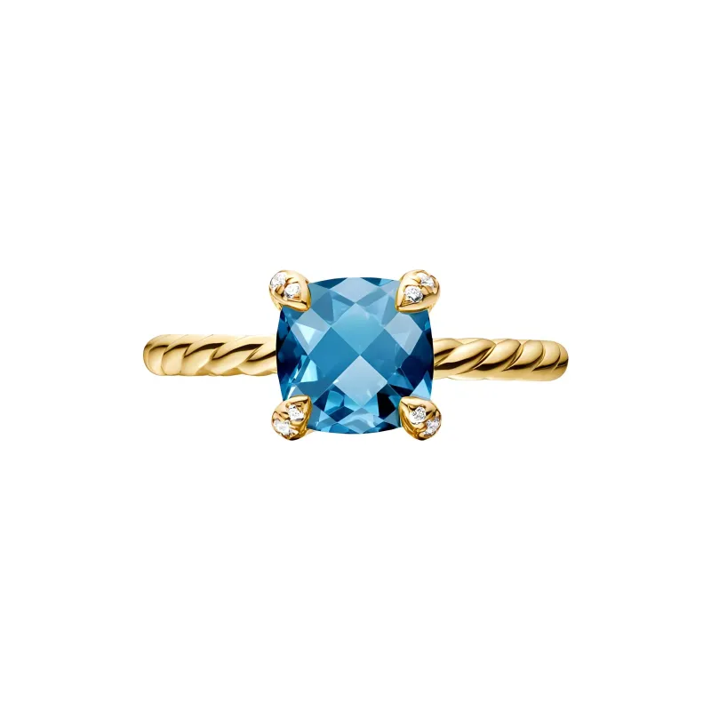 David Yurman 18kt Yellow Gold Chatelaine Topaz And Diamond Ring 7mm-2