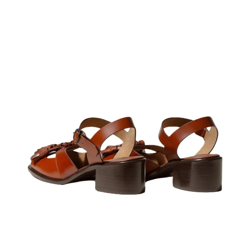 Hereu Boqueria Strap Sandals 5cm Women's Red Brown-2