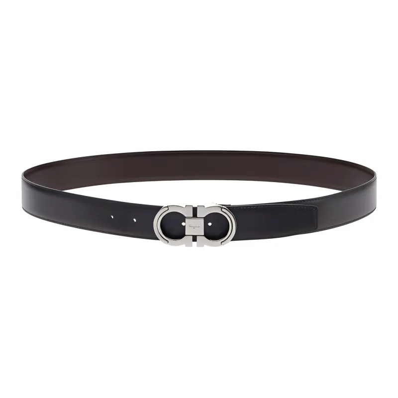 FERRAGAMO Cow Leather Belts Men's Black Width 3.5cm-1