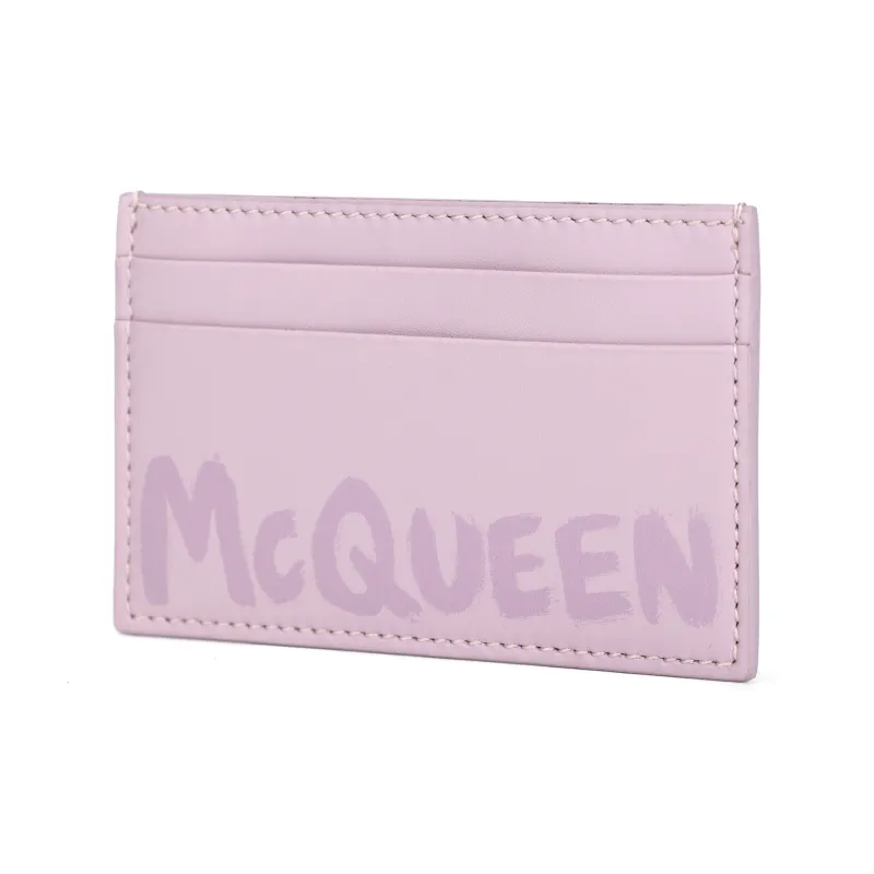 Alexander McQueen Leather Wallet, Card Holder Men's Pink-1