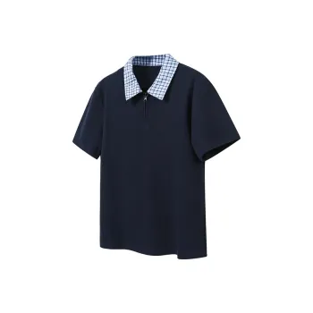 BONAS Plaid Lapel Patchwork Polo Shirt Unisex