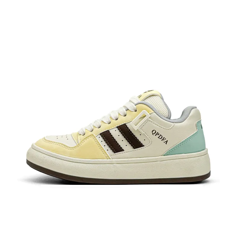 Mengsai Coverage Abrasion Resistant Low Top Skateboard Shoes Women's Yellow Brown-1