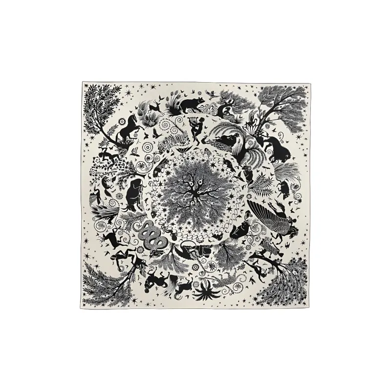 HERMES Cashmere Silk Scarves Women's Black-1