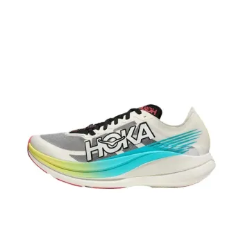 HOKA ONE ONE ROCKET X 2 Anti Slip Wear Resistant Low Top Casual Running Shoes Unisex White Gray